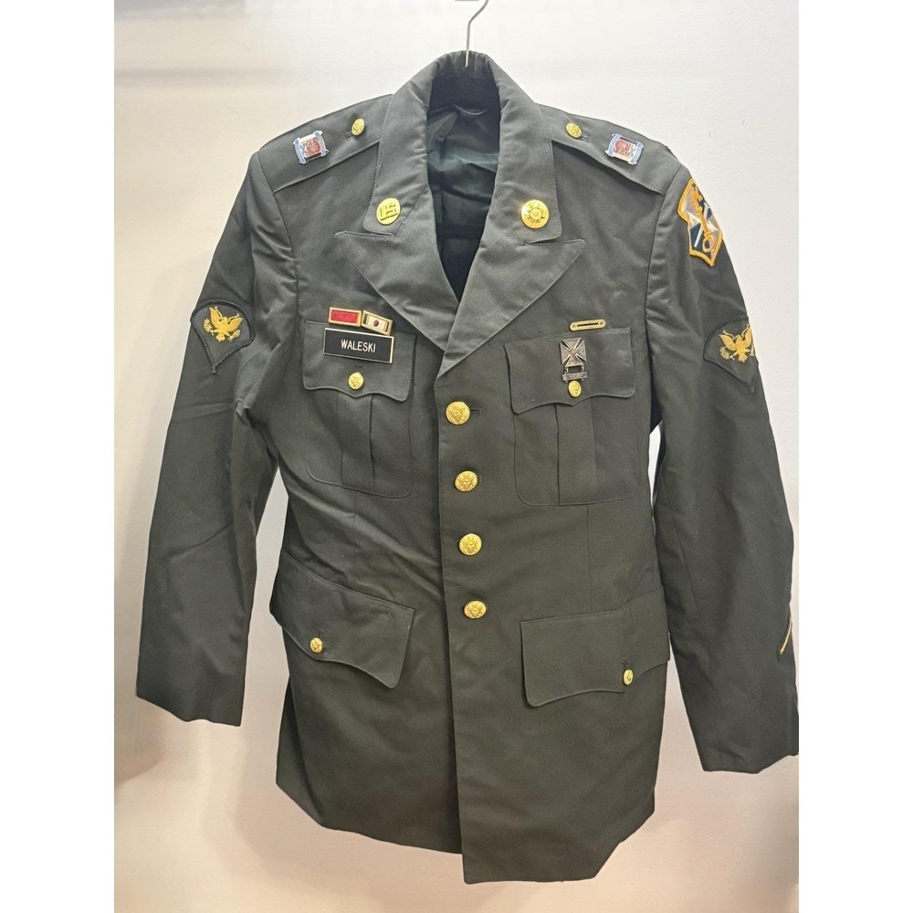 U.S. Army Green Class A Uniform Coat Waleski 1981 w/‎ Patches & Pins
